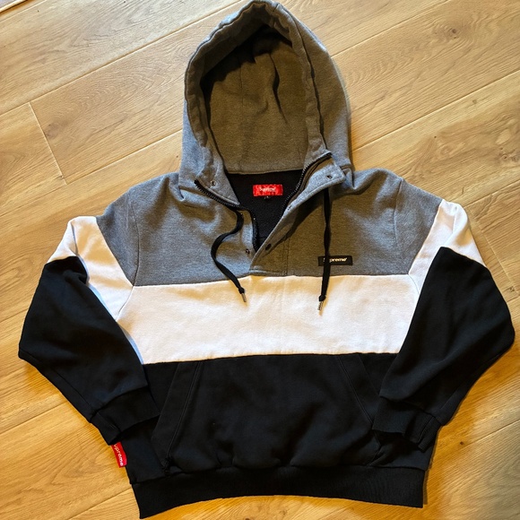 Supreme Other - Supreme Quarter Zip Pullover Hoodie Black White Grey Men's L Embroidered Men's